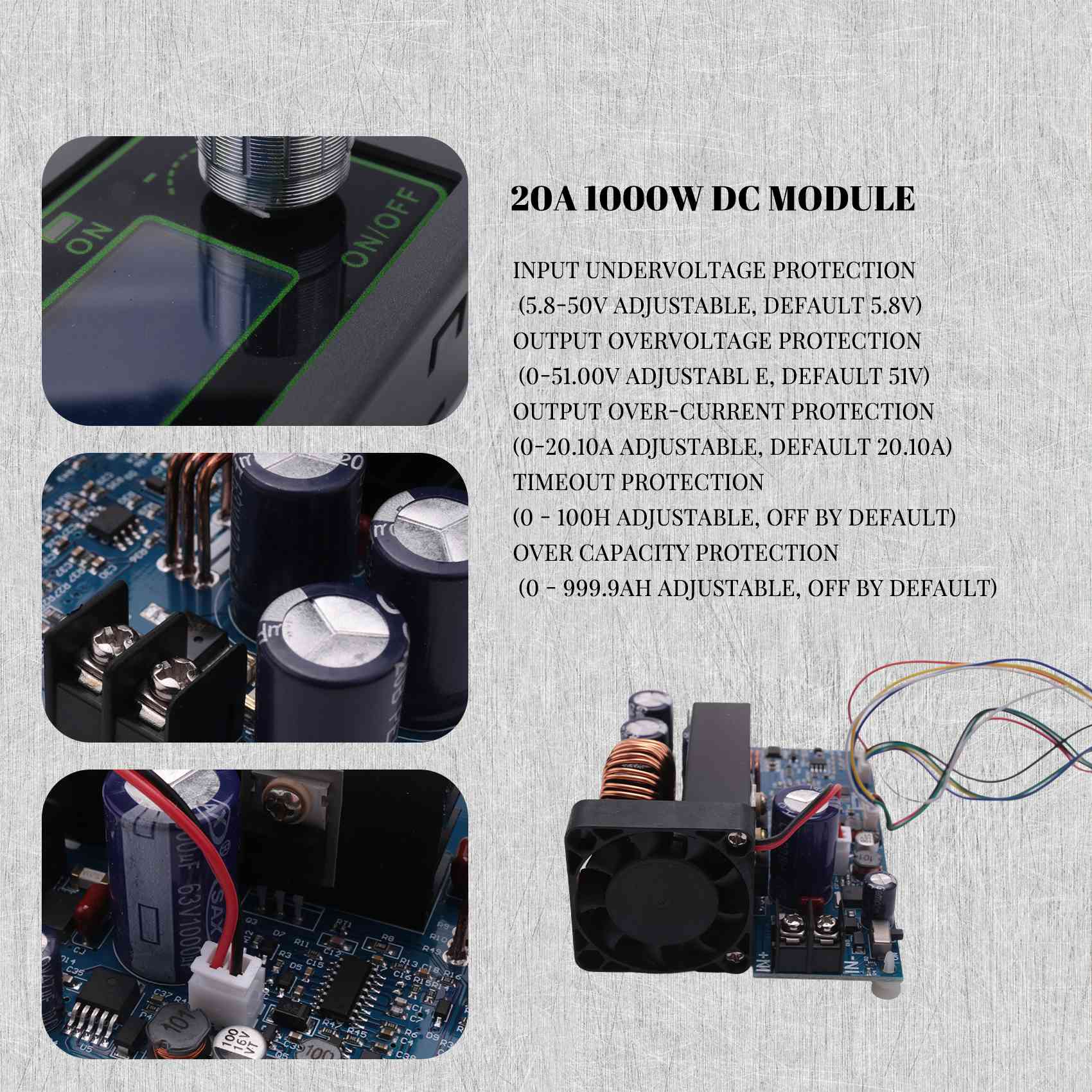 Step Down Dc Power Supply Module 1000W - [NEWA08R] WZ5020L 20A 1000W DC-DC降圧コンバーター、定電流・定電圧対応、可変電圧調整機能付き電源モジュール